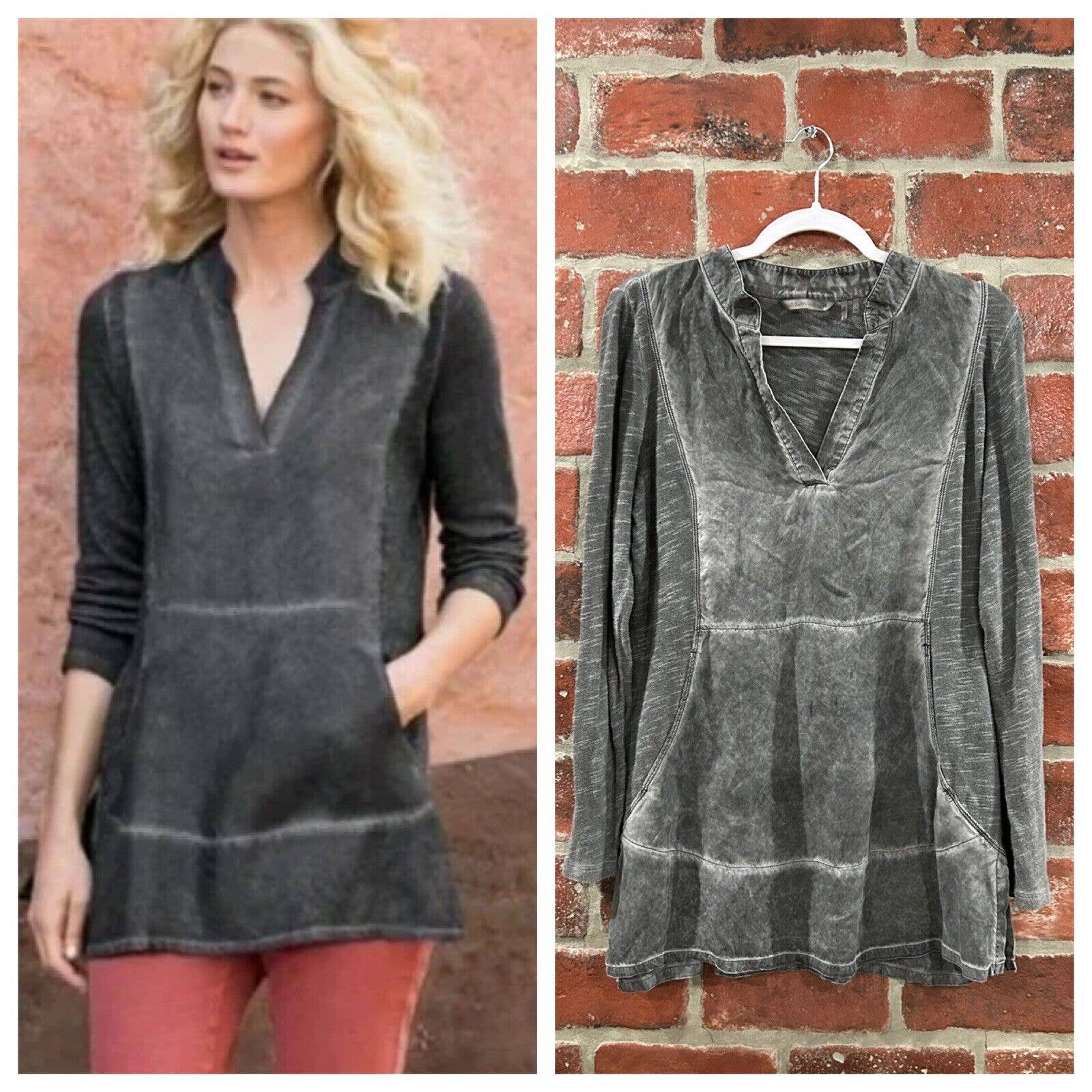 Soft Surroundings Gray Alanis Top Size Medium